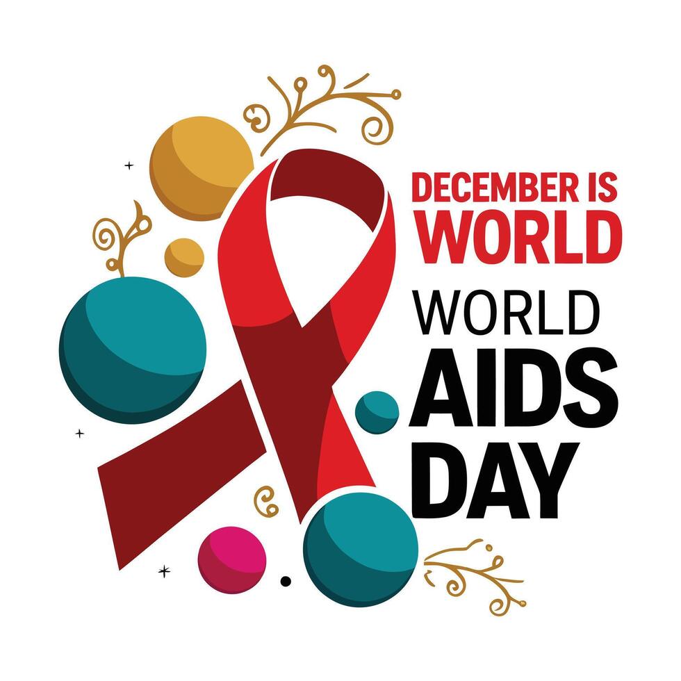 World AIDS Day Red Ribbon Awareness Design vector