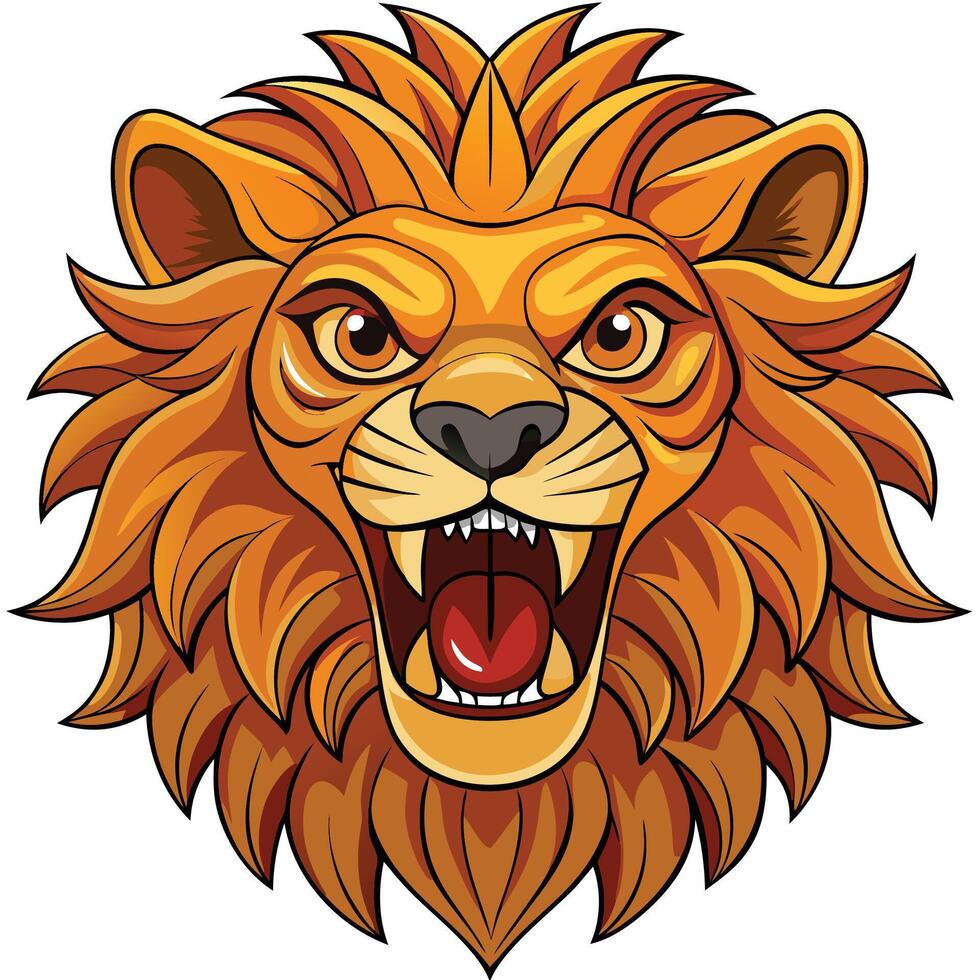 a lion head with its mouth open and teeth showing vector