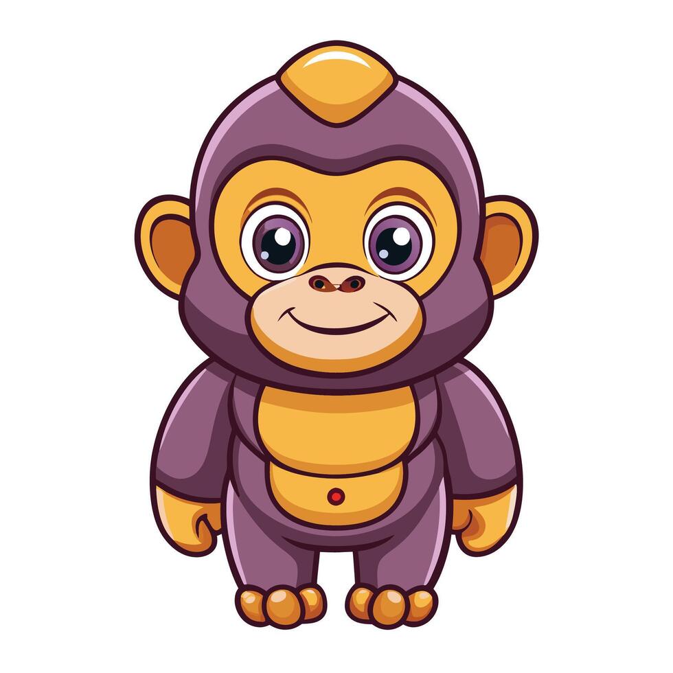 a cartoon monkey with big smile white background vector