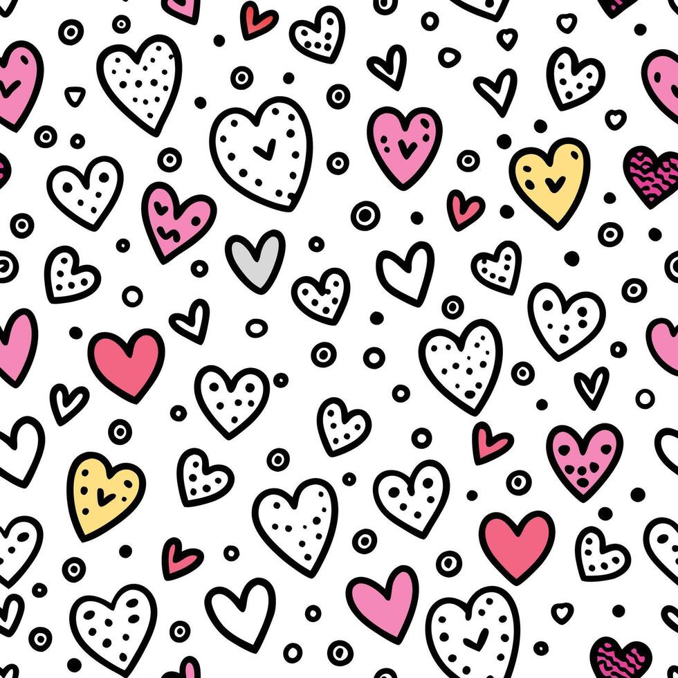 seamless pattern with hearts on white background vector