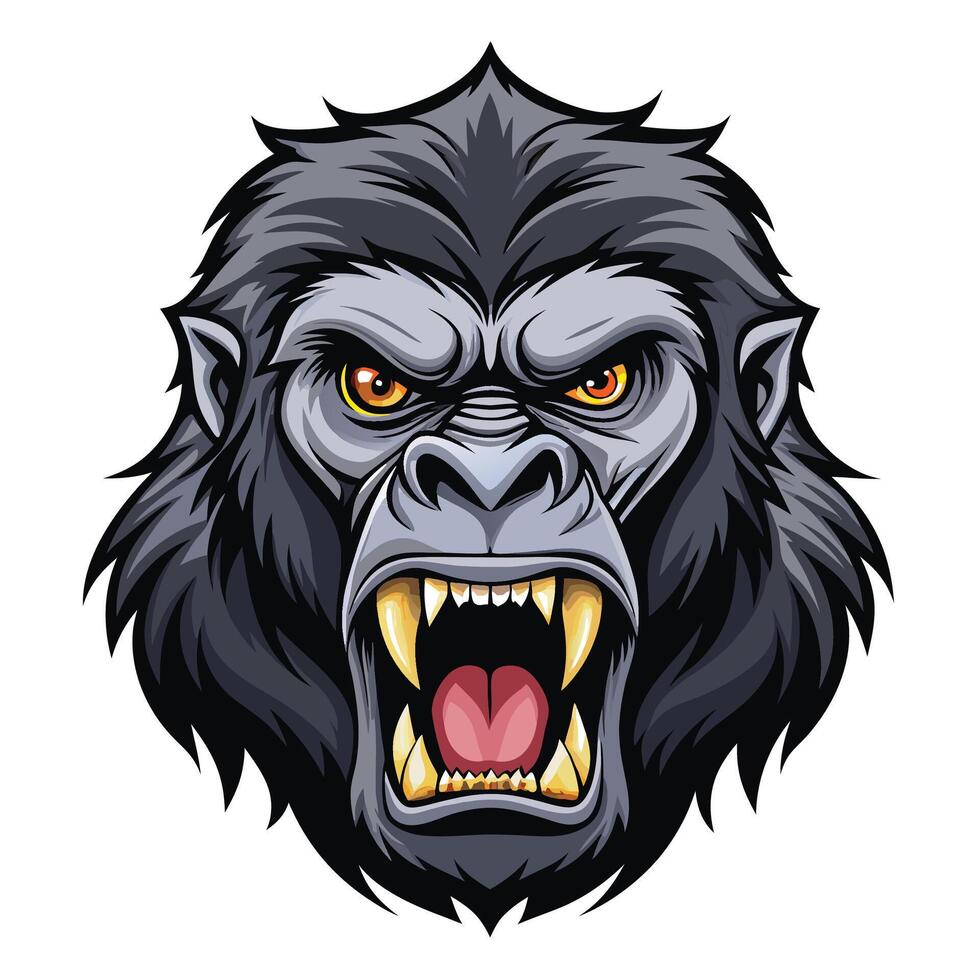 gorilla head with white background vector