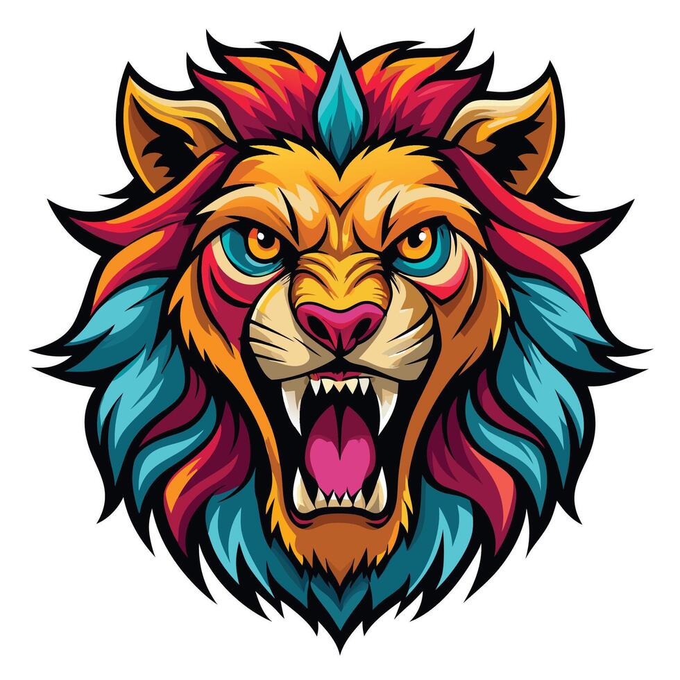 lion head with angry white background vector