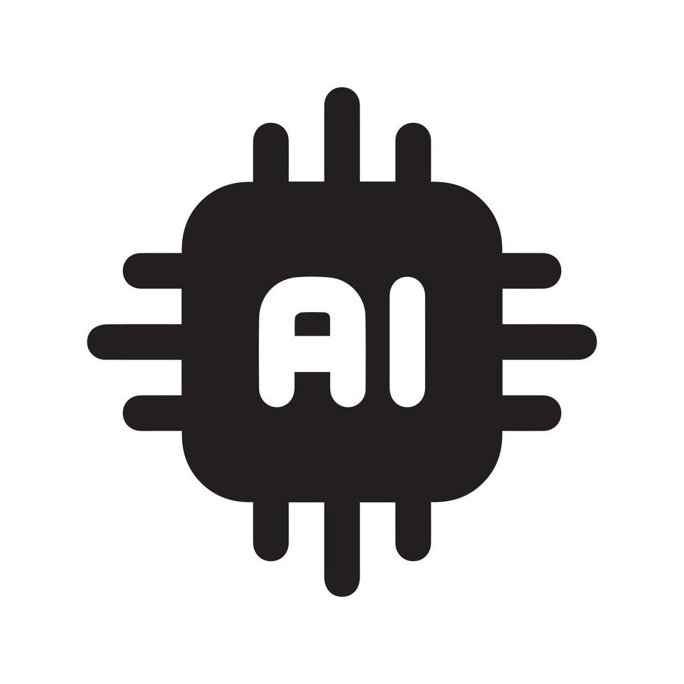 AI chip icon fill black design vector