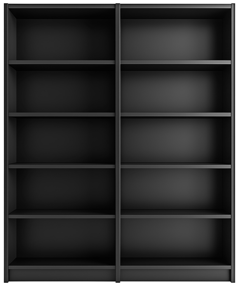 Two column black bookcase png