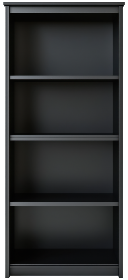 Dark gray 4-shelf bookcase png