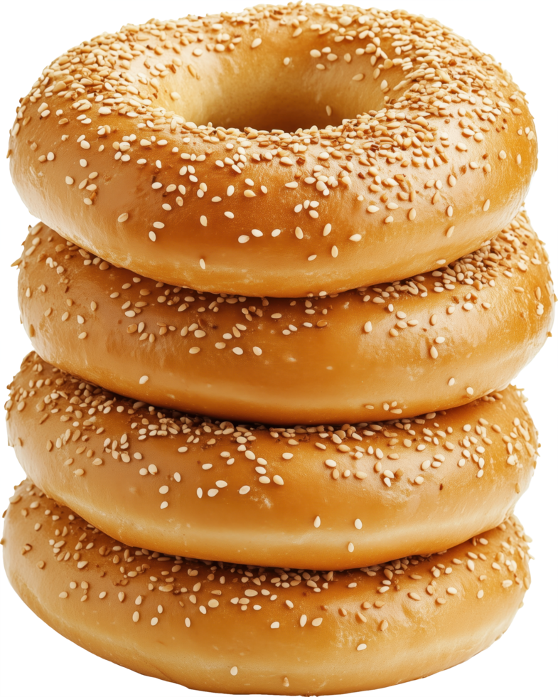 Stack of sesame bagels png