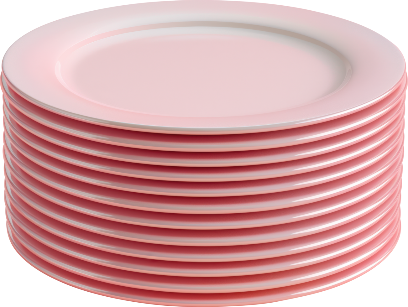 Stack of pink dinner plates png