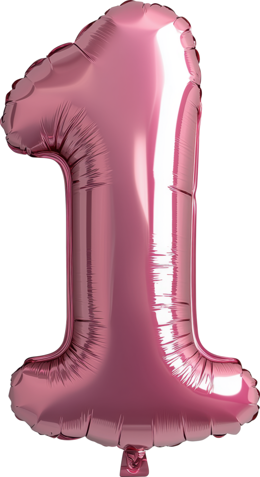 Metallic pink number one balloon png