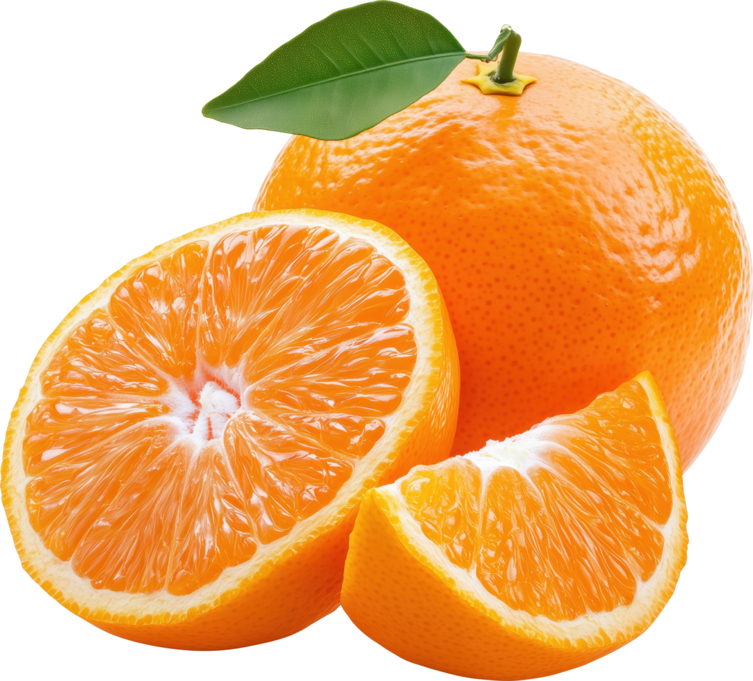 Whole and Cut Orange Fruit png