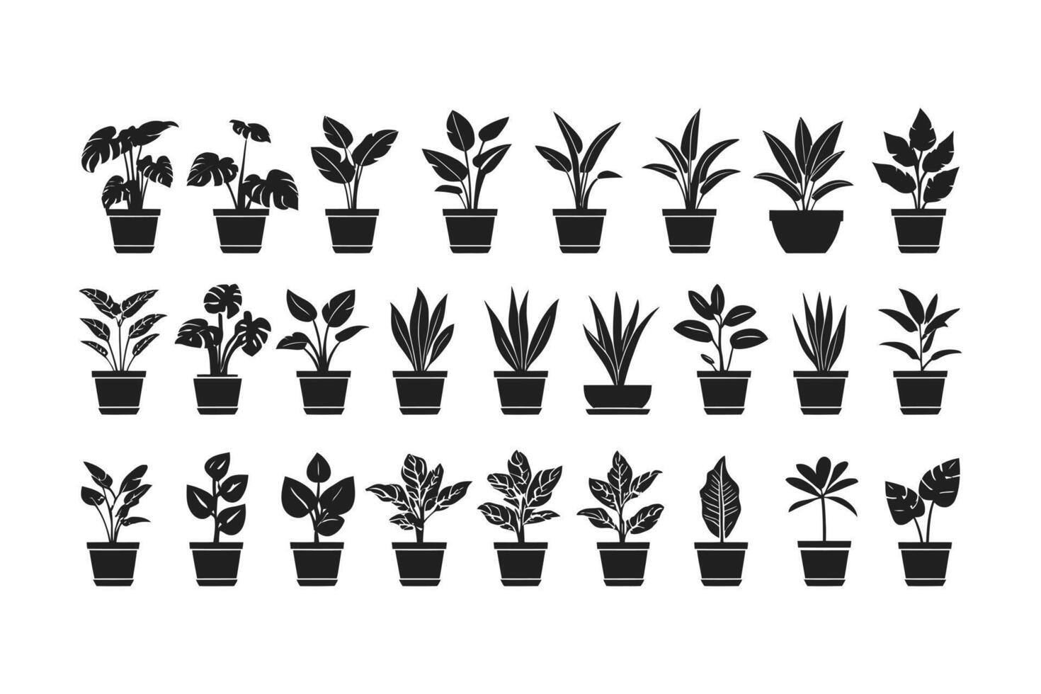 Potted Plant Icons Houseplant Set for Home Decor vector