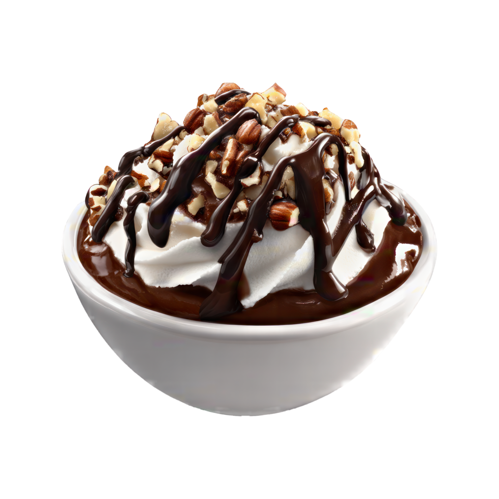 Chocolate ice cream bowl isolated on transparent background png