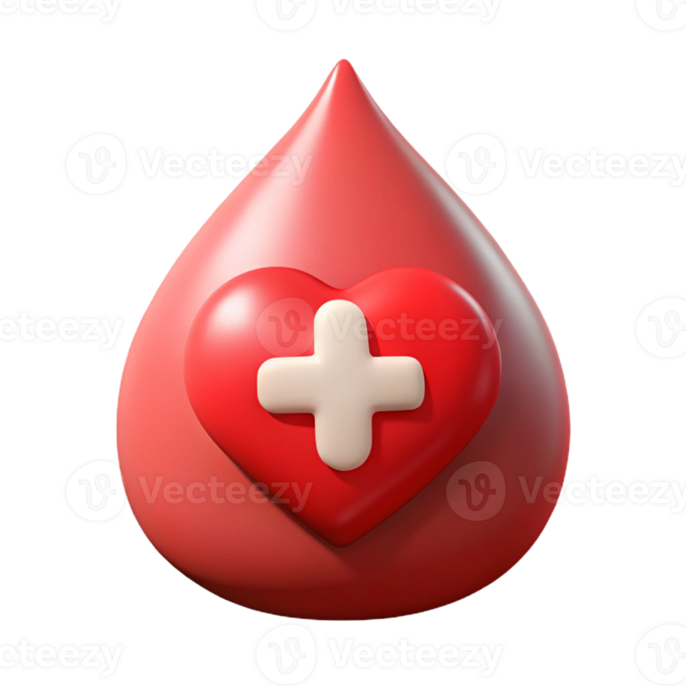 Realistic 3D Blood Drop Icon for Health and Science png