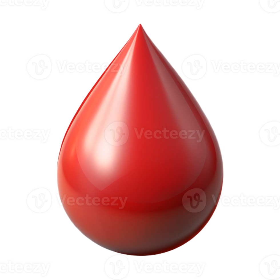 3D Icon of a Red Blood Drop Medical Symbol png