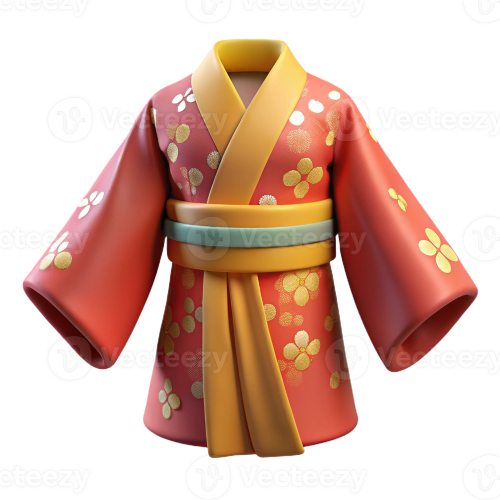 Realistic 3D Kimono Icon for Japanese Culture png