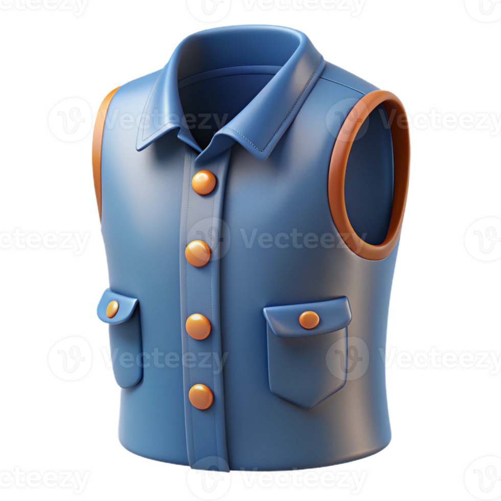 3D Icon of Blue Vest for Men's Fashion png