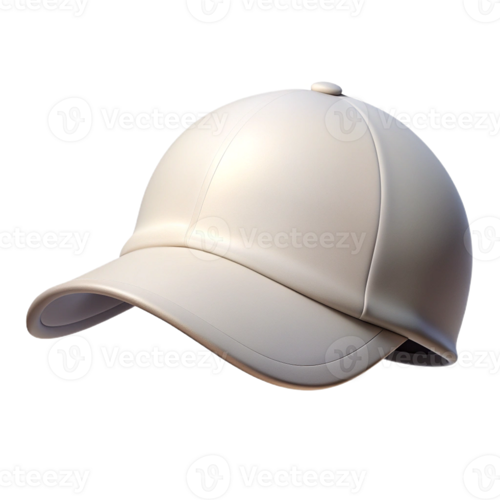Stylish White Baseball Cap 3D Icon for Men or Women png