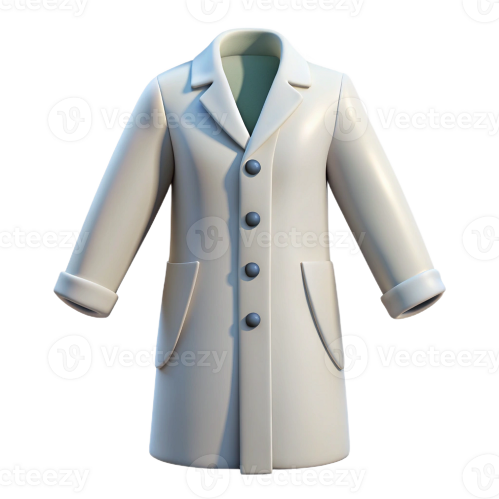Stylish White Long Coat 3D Icon for Men or Women png