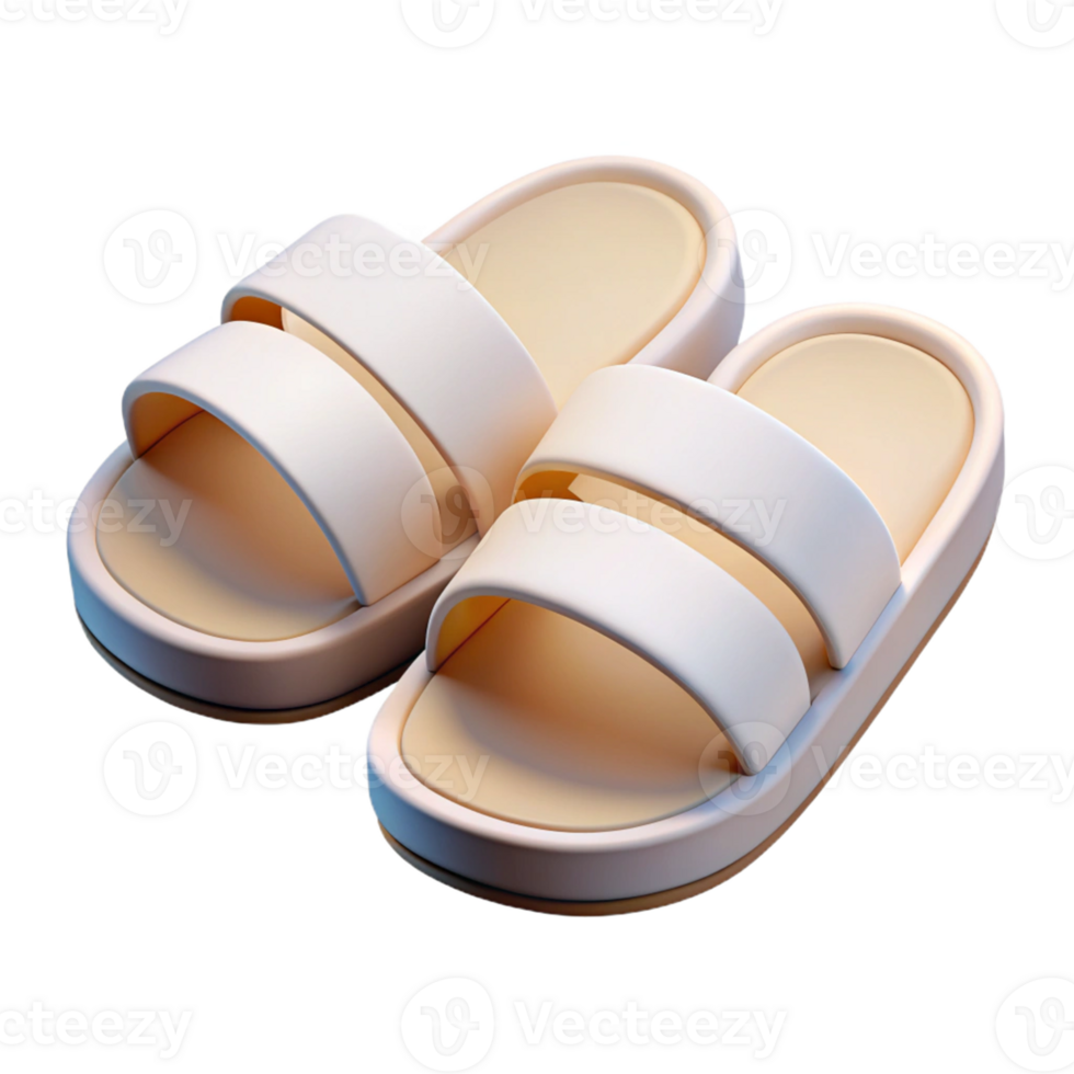 Simple White Sandals 3D Icon for Warm Weather png