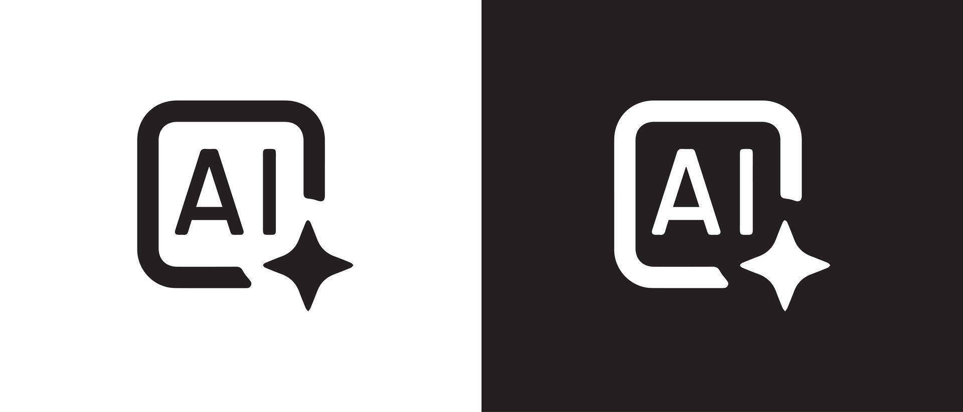 AI application logo design black line vector