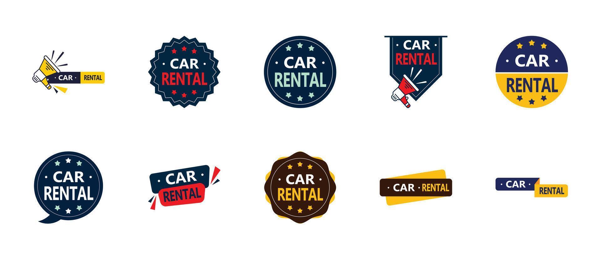 Car rental logo design set vector