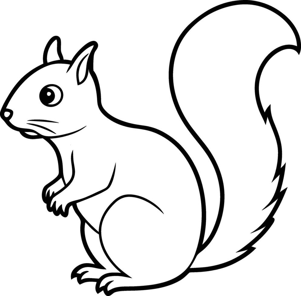 Squirrel Outline - Cute Forest Animal Illustration vector