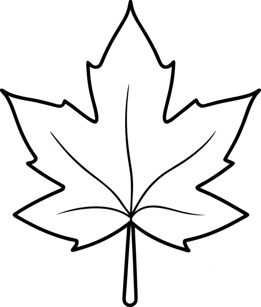 Simple Maple Leaf Outline - Hand-Drawn Nature Illustration vector