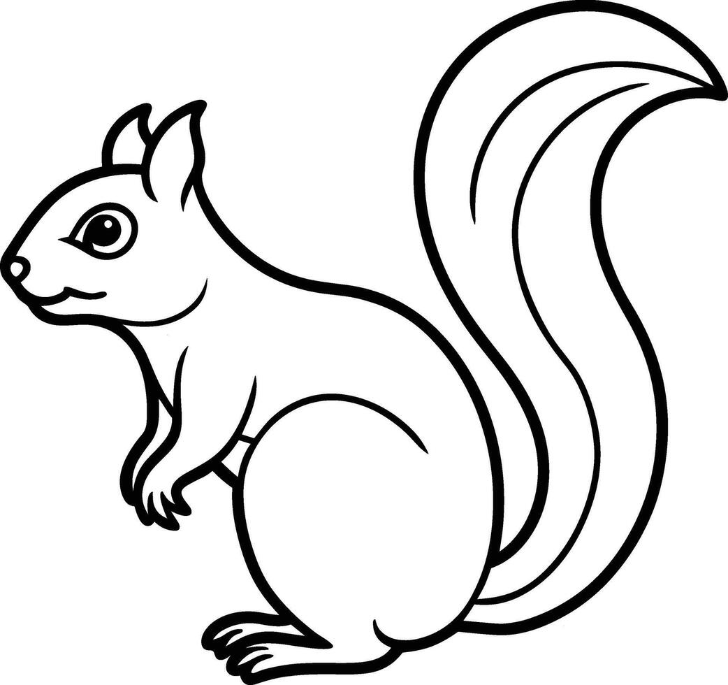Squirrel Outline - Adorable Woodland Animal Sketch vector