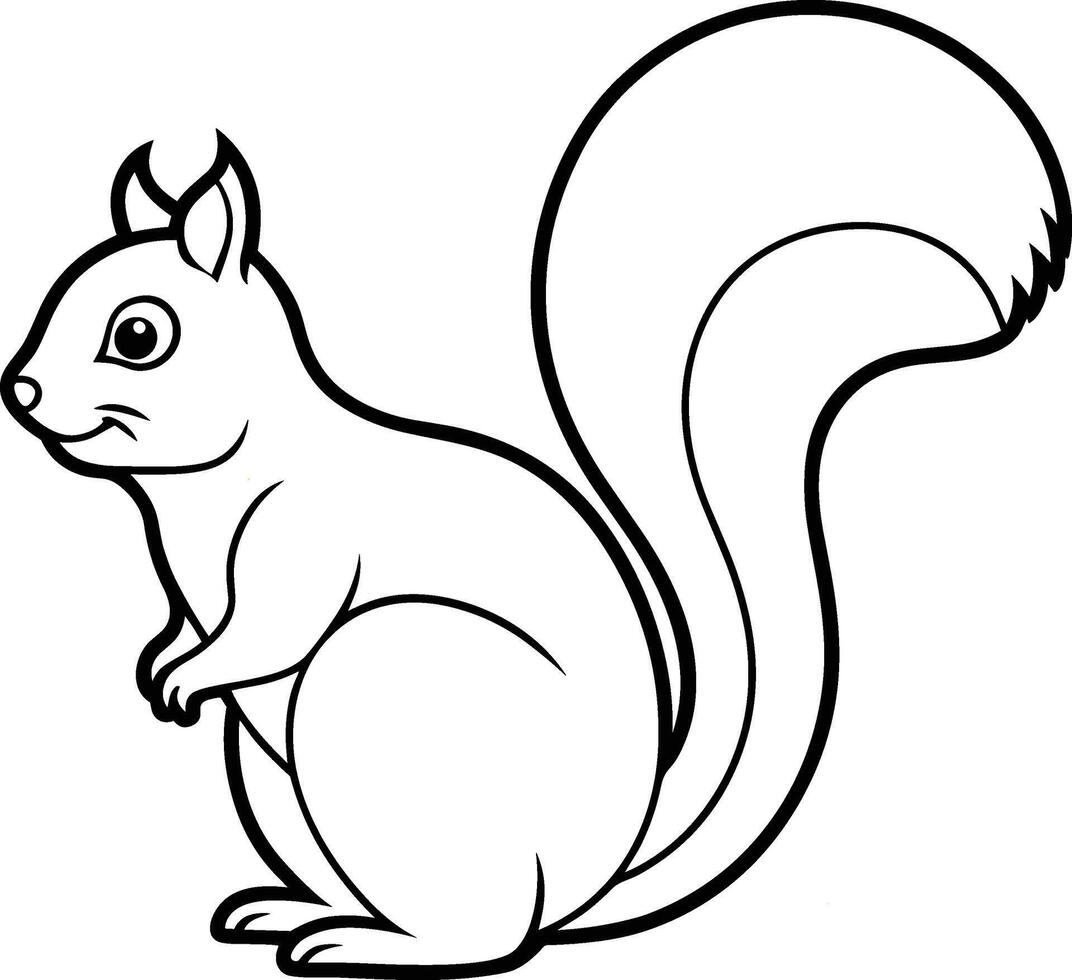 Squirrel Outline - Cute Black Wildlife Illustration vector