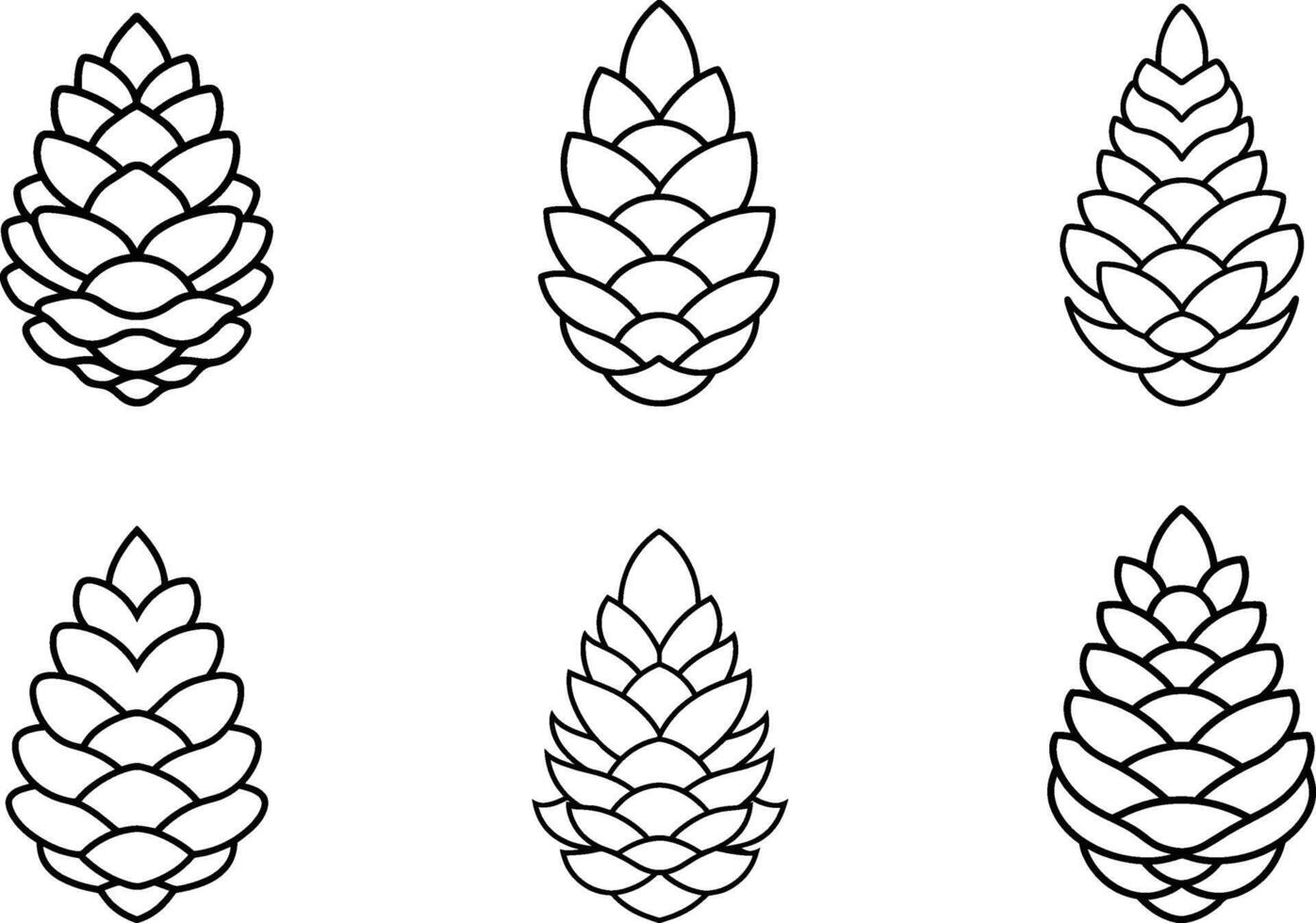 Pinecone Outline Set - Minimalist Forest Illustrations vector
