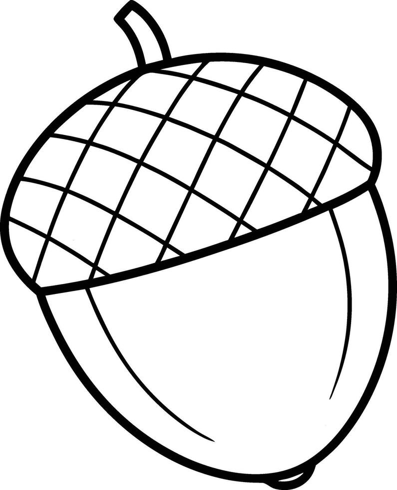 Acorn Outline - Simple Black Autumn Nut Illustration vector