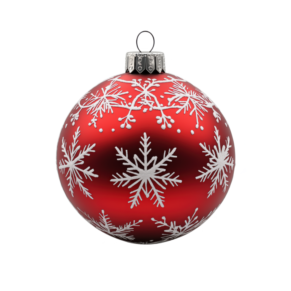 A red ornament with snowflakes on it png