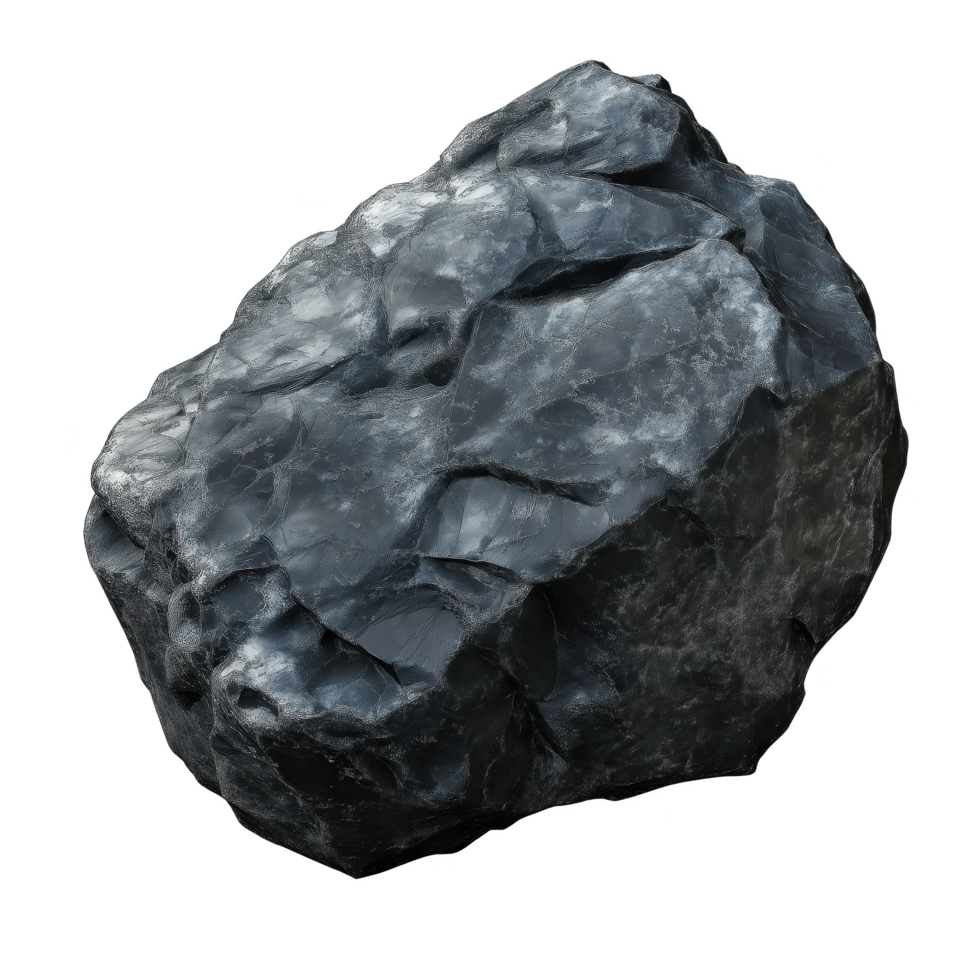 A large rock with a rough surface and a dark color png