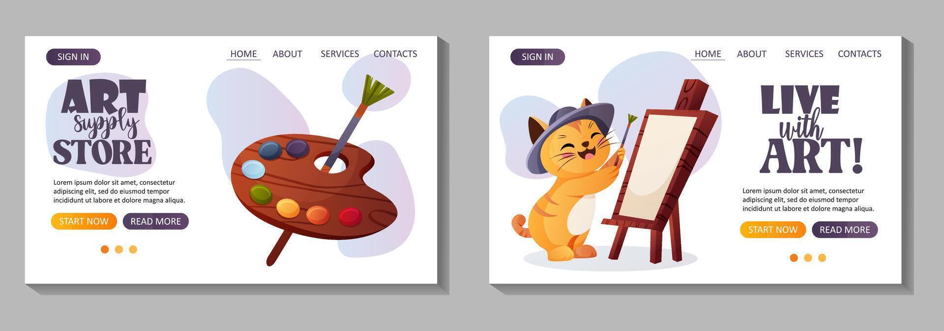 Set of web banners for an art supply store vector