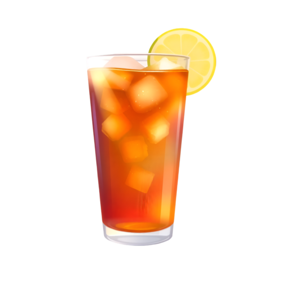 Refreshing Iced Tea, Lemon Slice, and Ice Cubes png