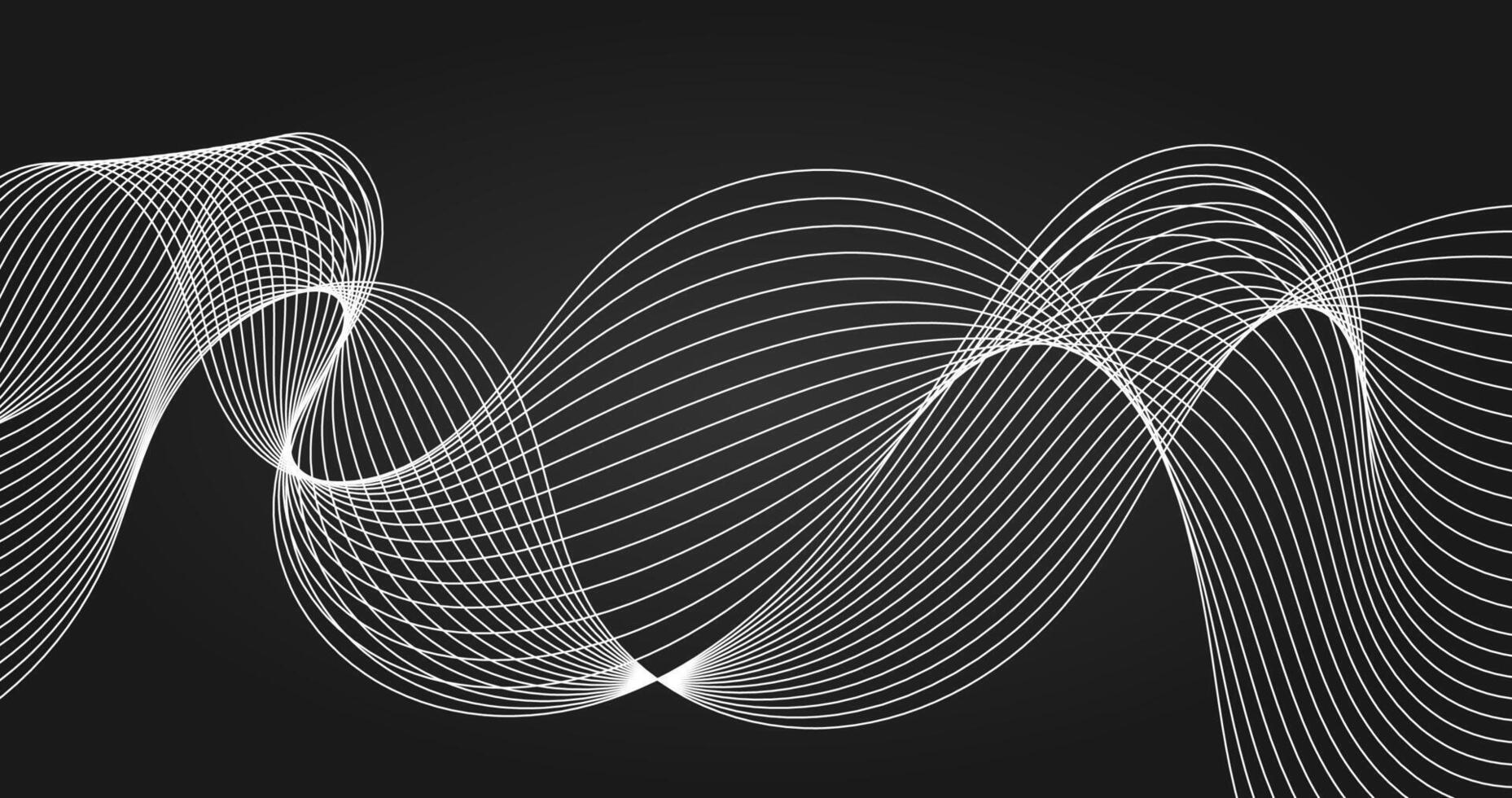 Abstract background with dynamic waves Black and white illustration vector