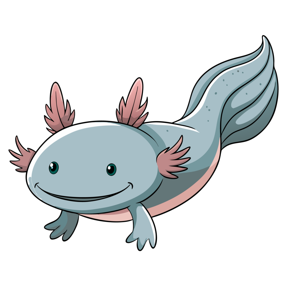 Whimsical Axolotl Portrait Pastel Gills and Gentle Smile png