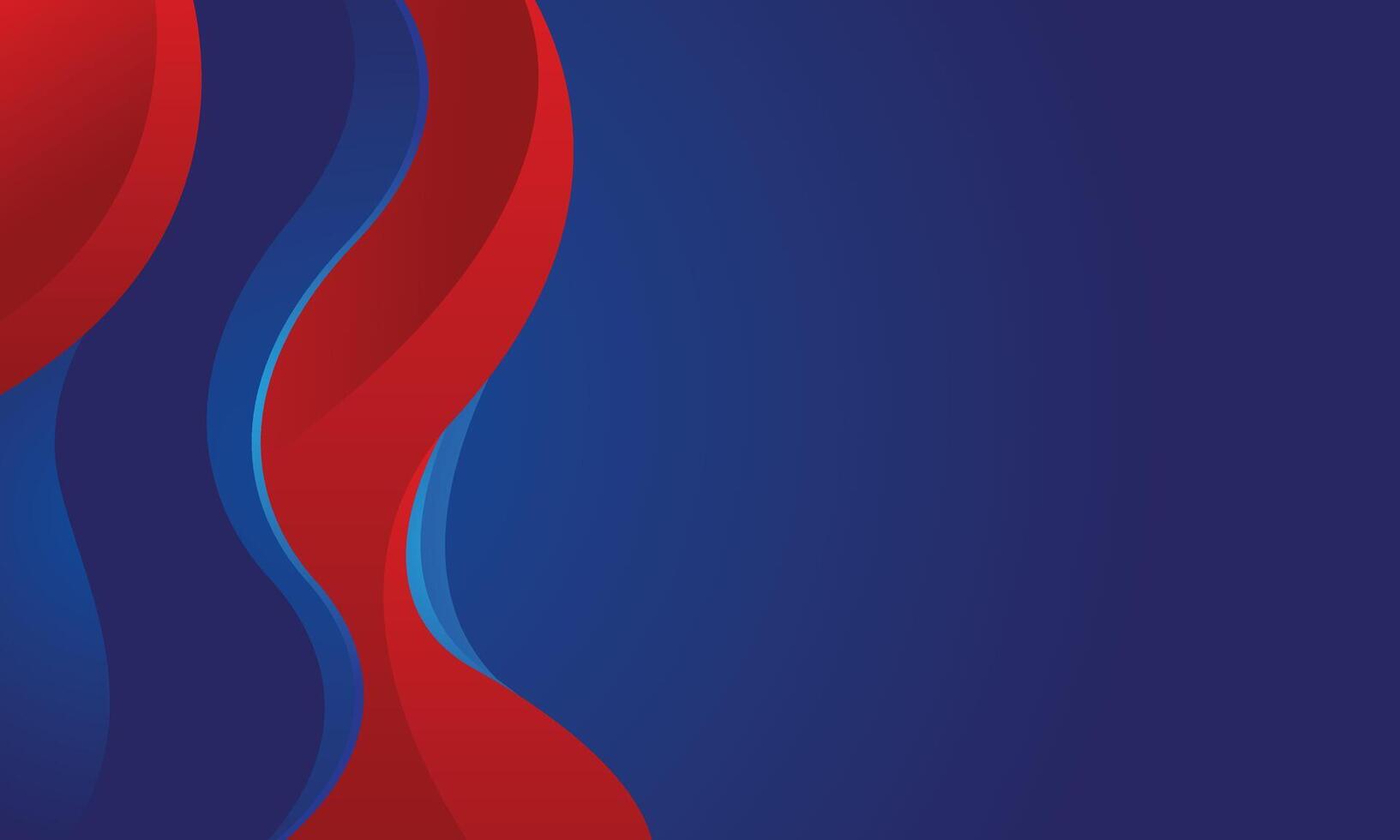 Blue abstract background with red waves vector