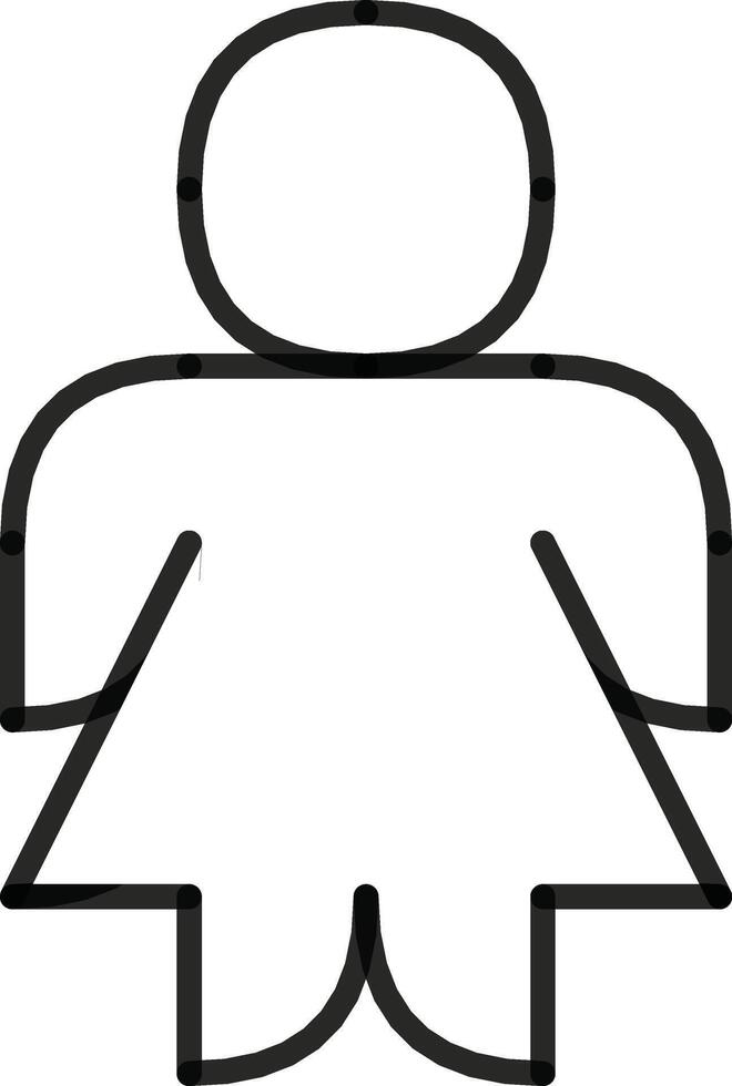 Minimalist Outline of a Human Figure Icon in Monochrome Design, female icon. vector