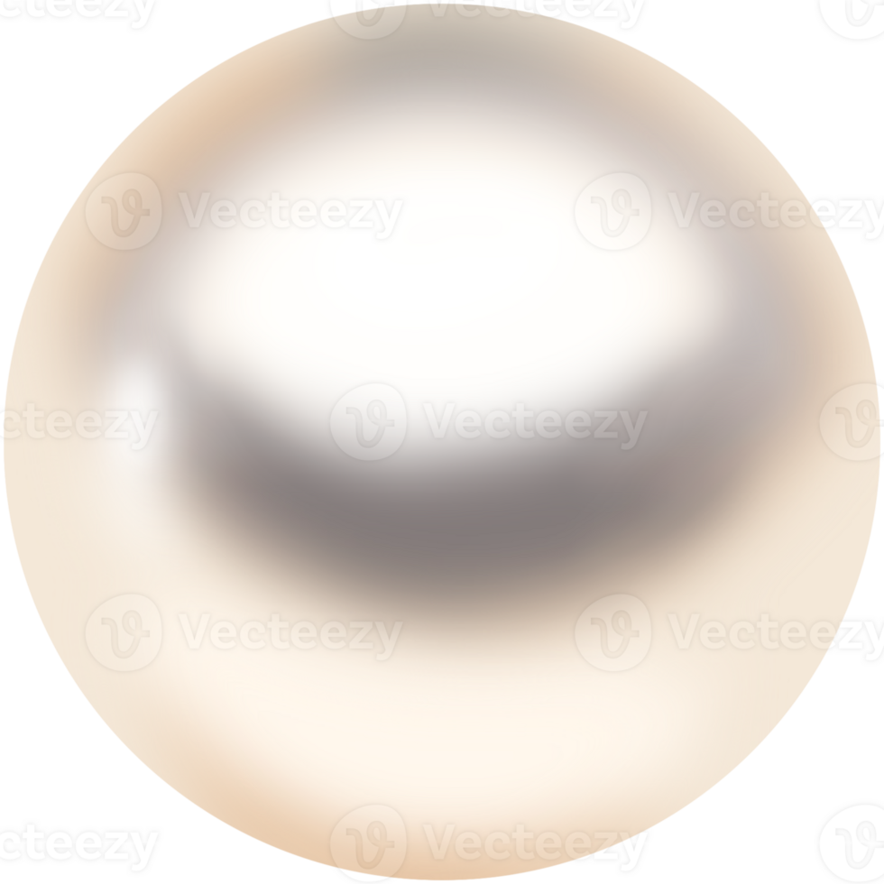 Image of a single round pearl on a transparent background. The surface of the pearl looks smooth and shiny. By grading from light to slightly dark. png