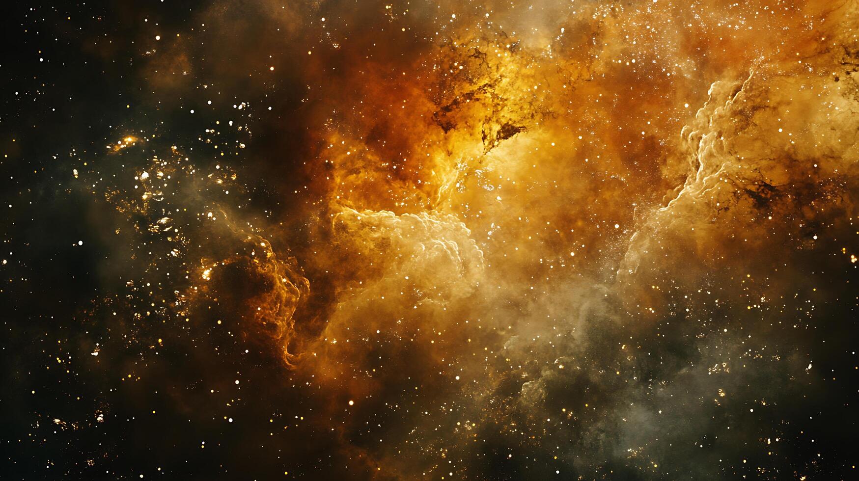 Cosmic Cloud An ethereal nebula with golden hues and scattered starlight, painting a breathtaking celestial portrait of deep space wonders. photo