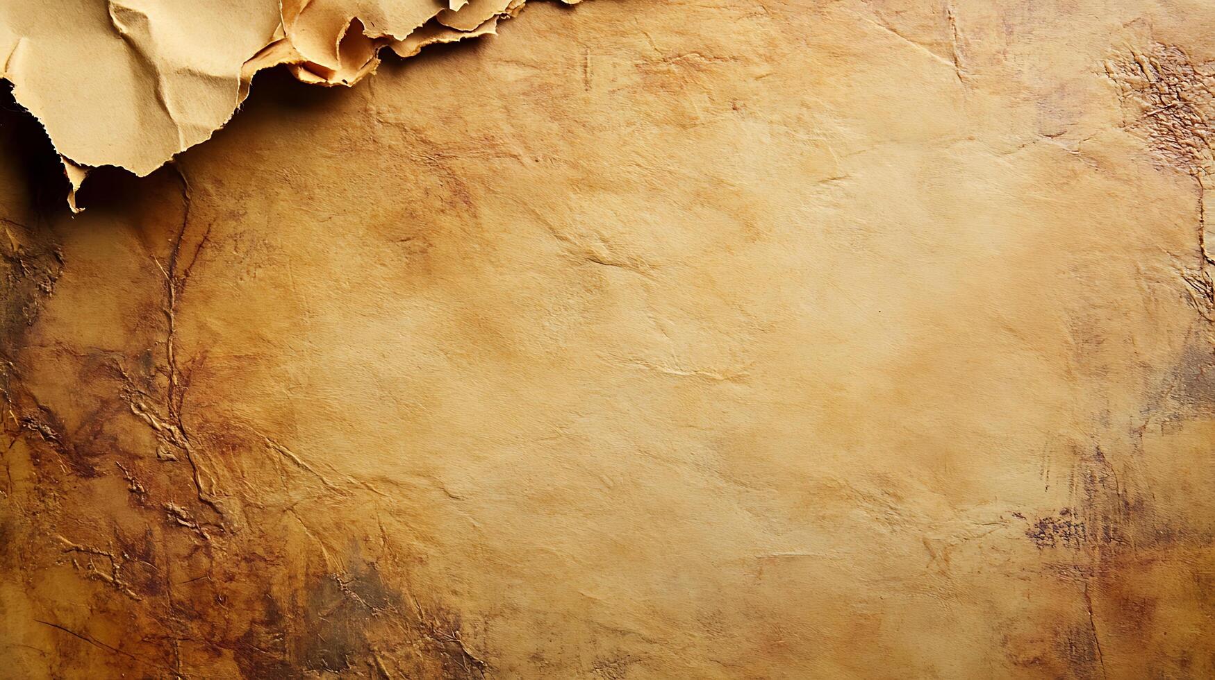 Aged parchment with distressed edges and a textured surface, evokes history and storytelling on old paper for antique-inspired design. photo