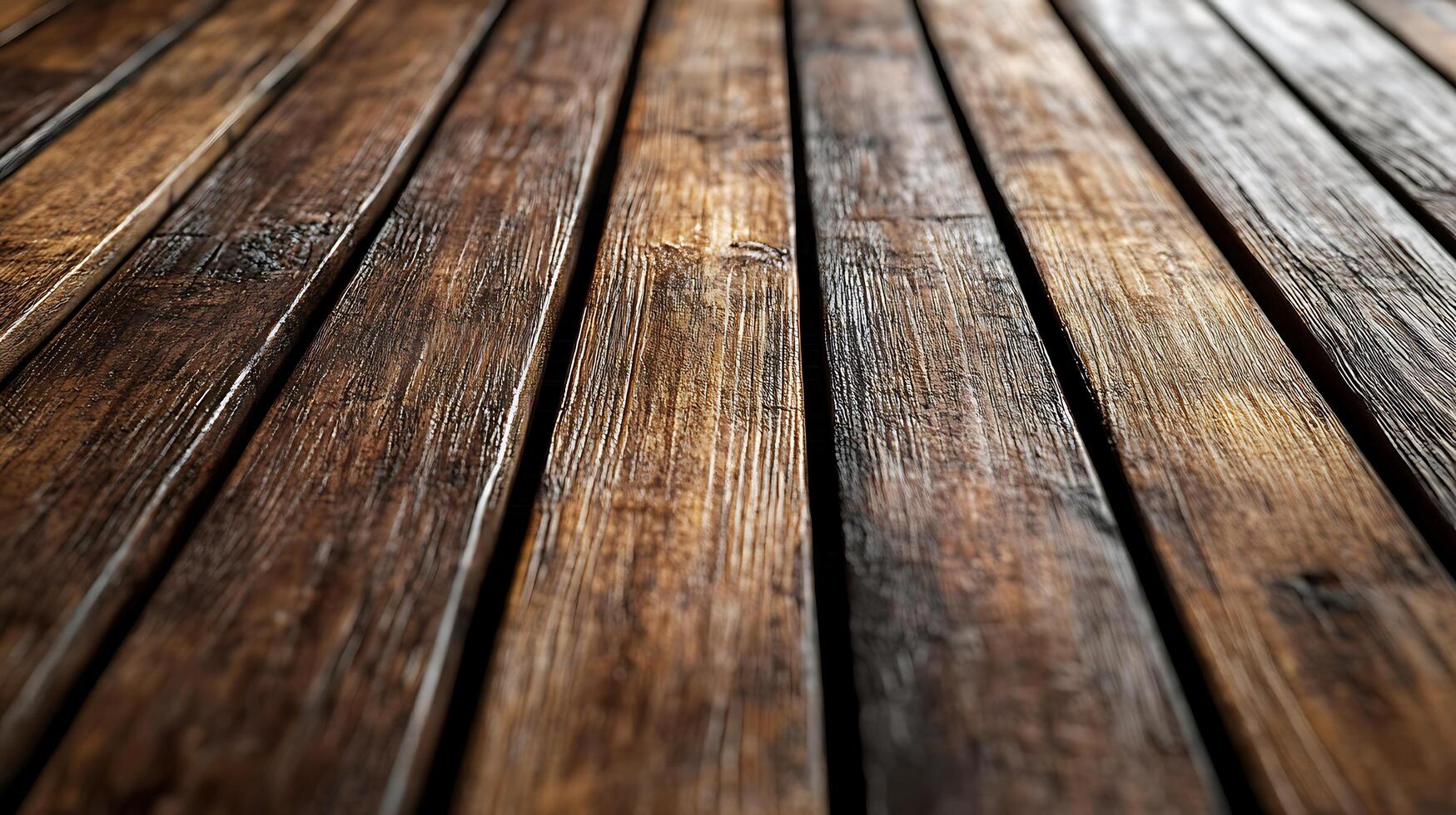 A detailed shot of rustic wooden planks creates a warm, textured backdrop. The wood's natural grain and rich color add depth and character. photo