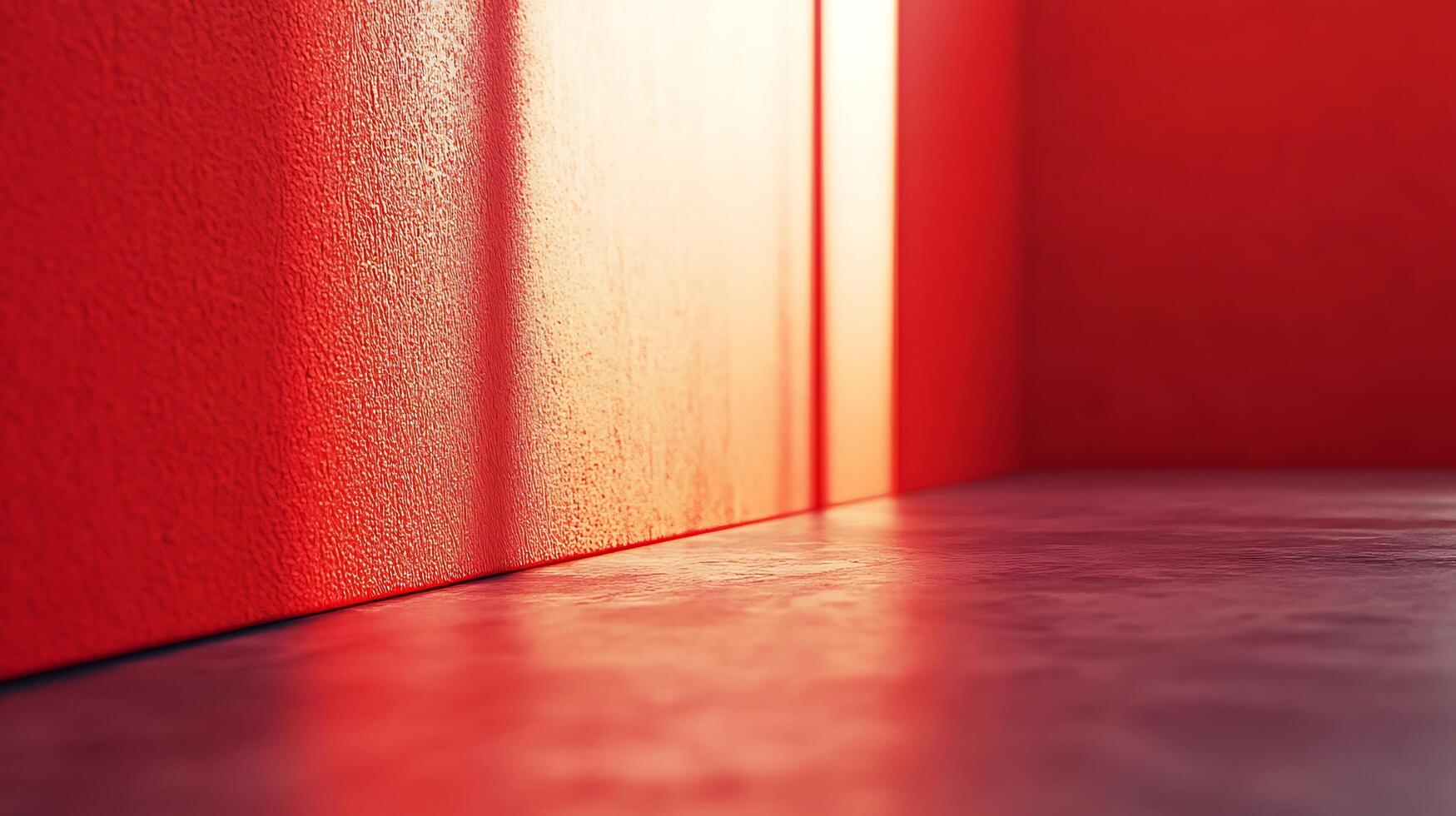 Abstract red room corner with light and shadow plays creating a minimalist and artistic composition. photo