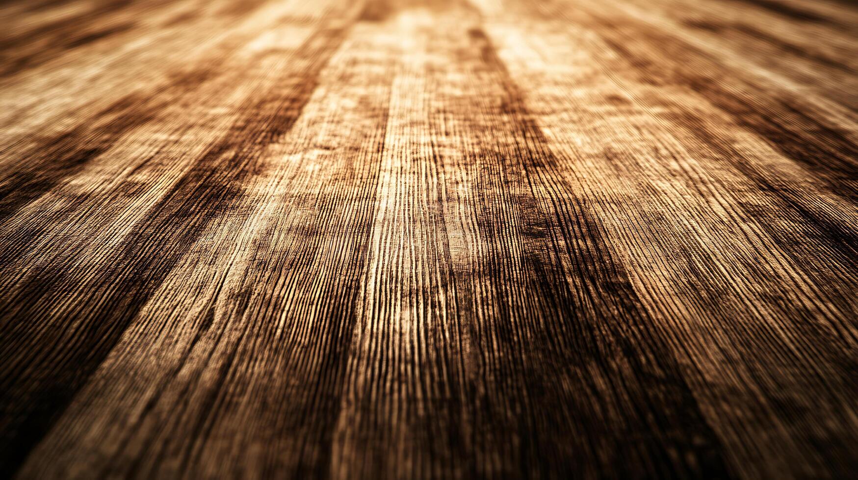 A high-angle shot displays aged wooden planks arranged in neat rows, showcasing the intricate grain and texture. Lighting creates dark shadows. photo