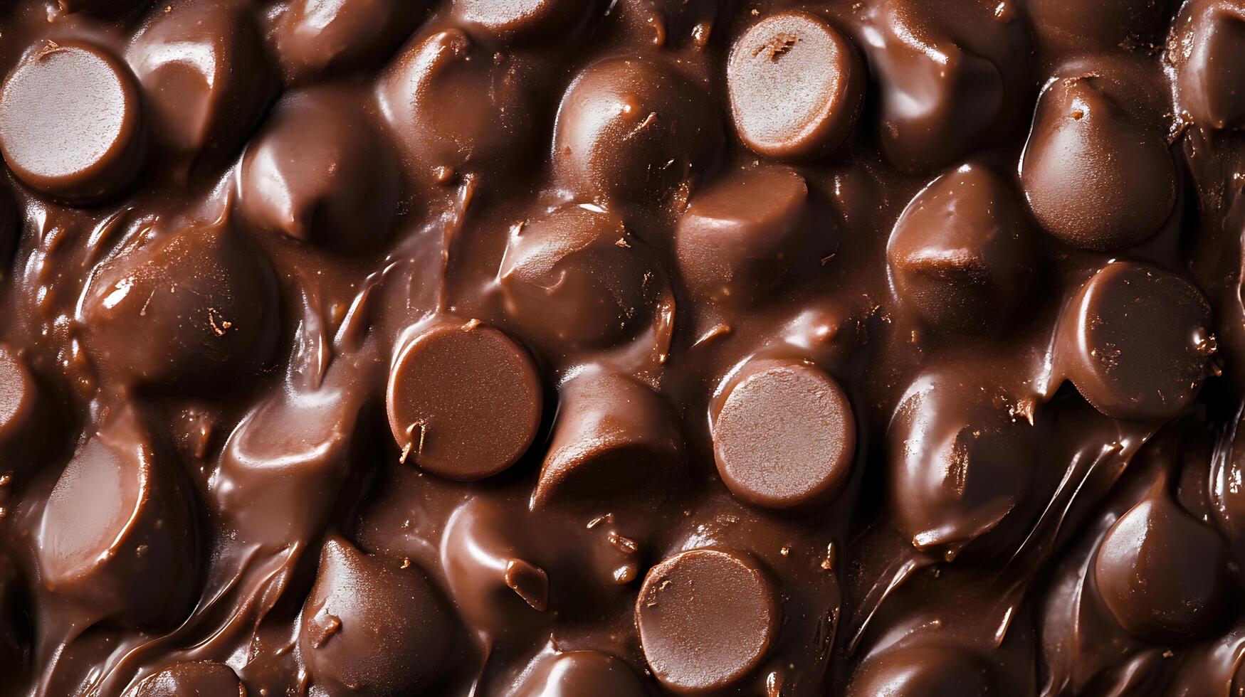 Delicious dessert texture of melted chocolate and chips close-up Perfect for backgrounds, baking, or sweet treat inspiration photo