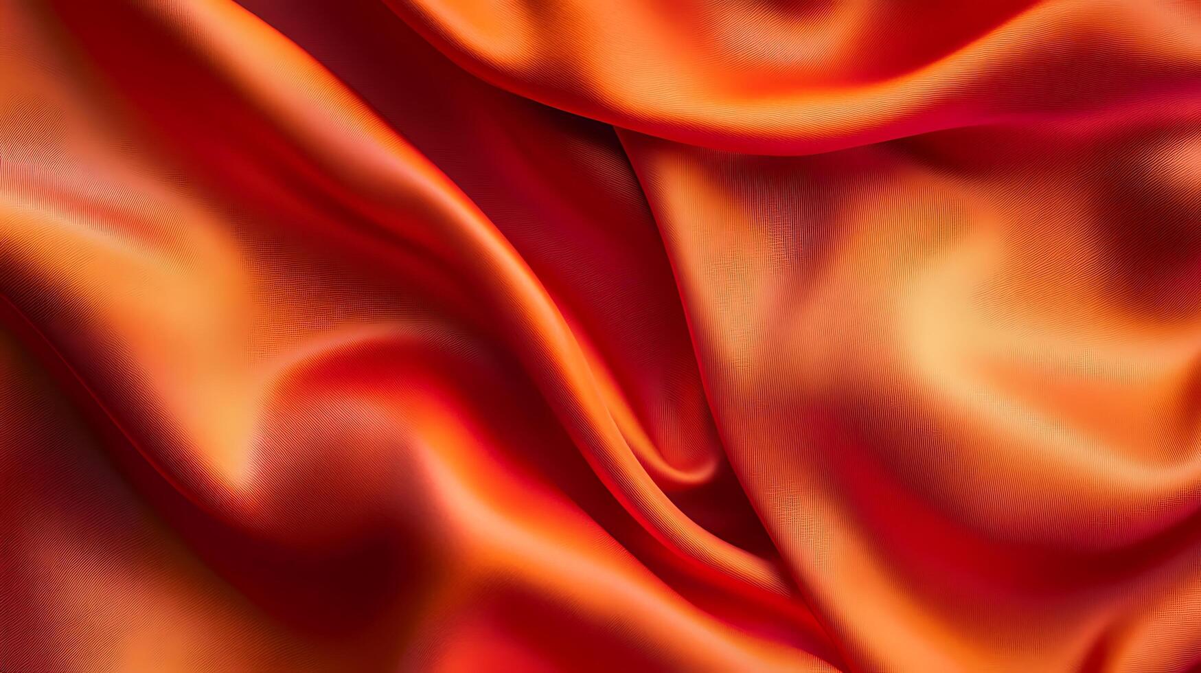 Abstract view of draped fabric showing a gradient of colors from red to orange and reflecting light forming curves and folds. photo