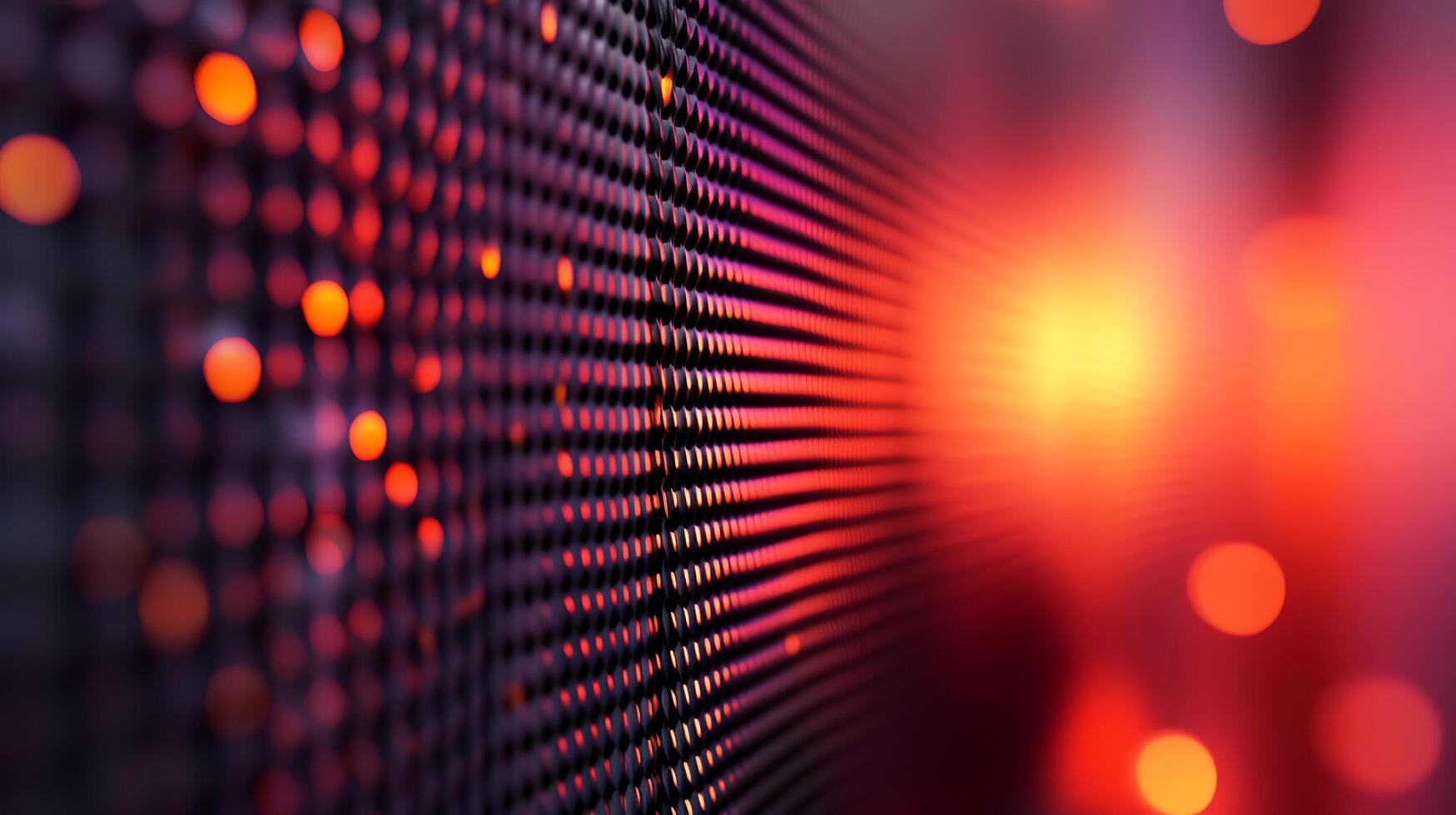 Close-up of LED display with vibrant red and yellow lights. Modern technology shines with precision and brilliance in a digital tapestry. photo