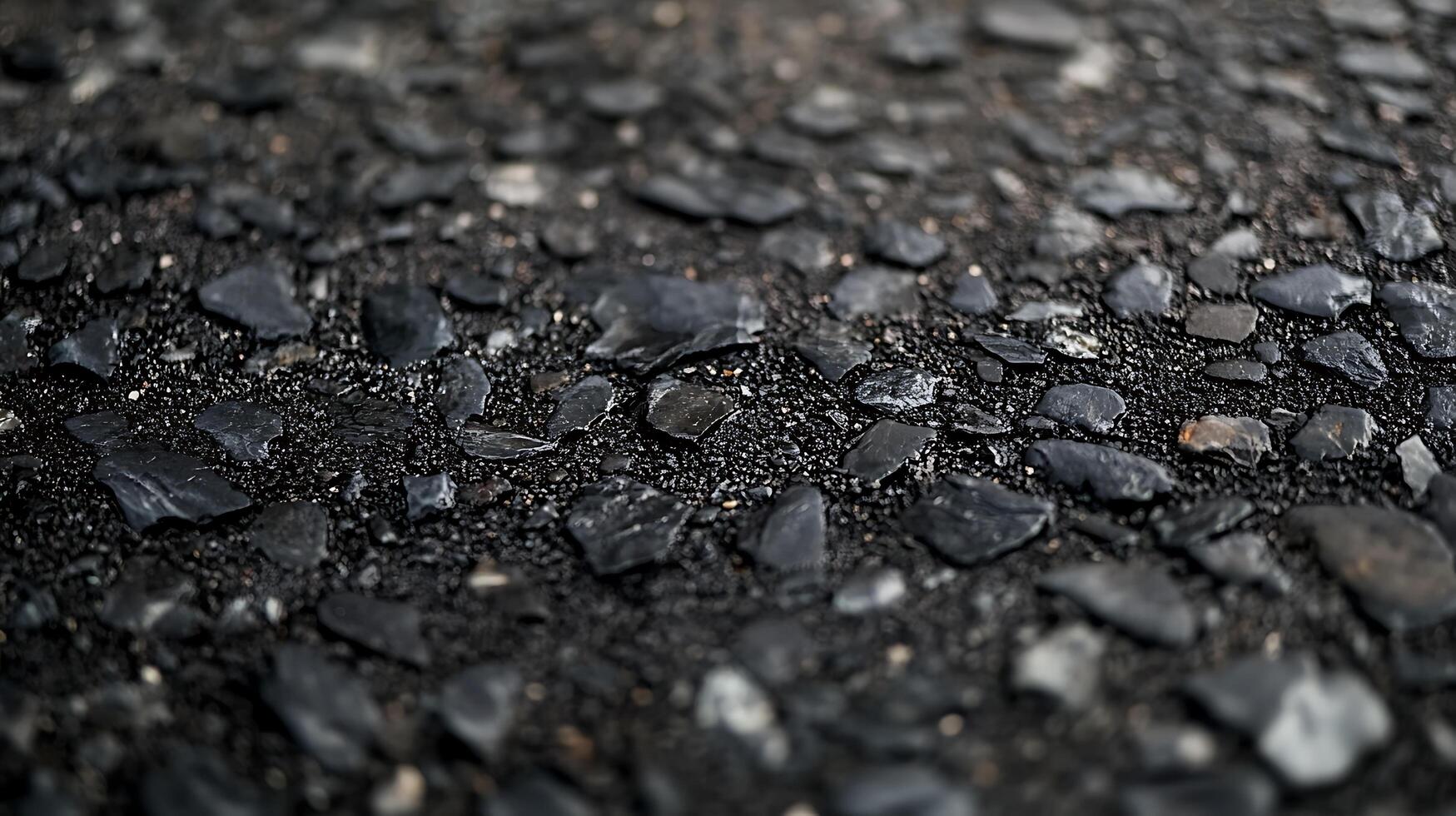 Abstract close-up showcasing textured asphalt, with a shallow depth of field, giving the image a detailed and intriguing appearance. photo