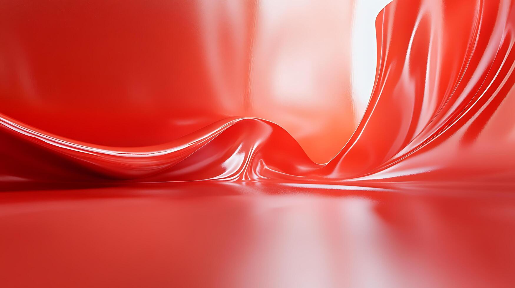 Abstract composition featuring flowing, glossy red fabric with fluid shapes and smooth textures, creating a dynamic visual display. photo