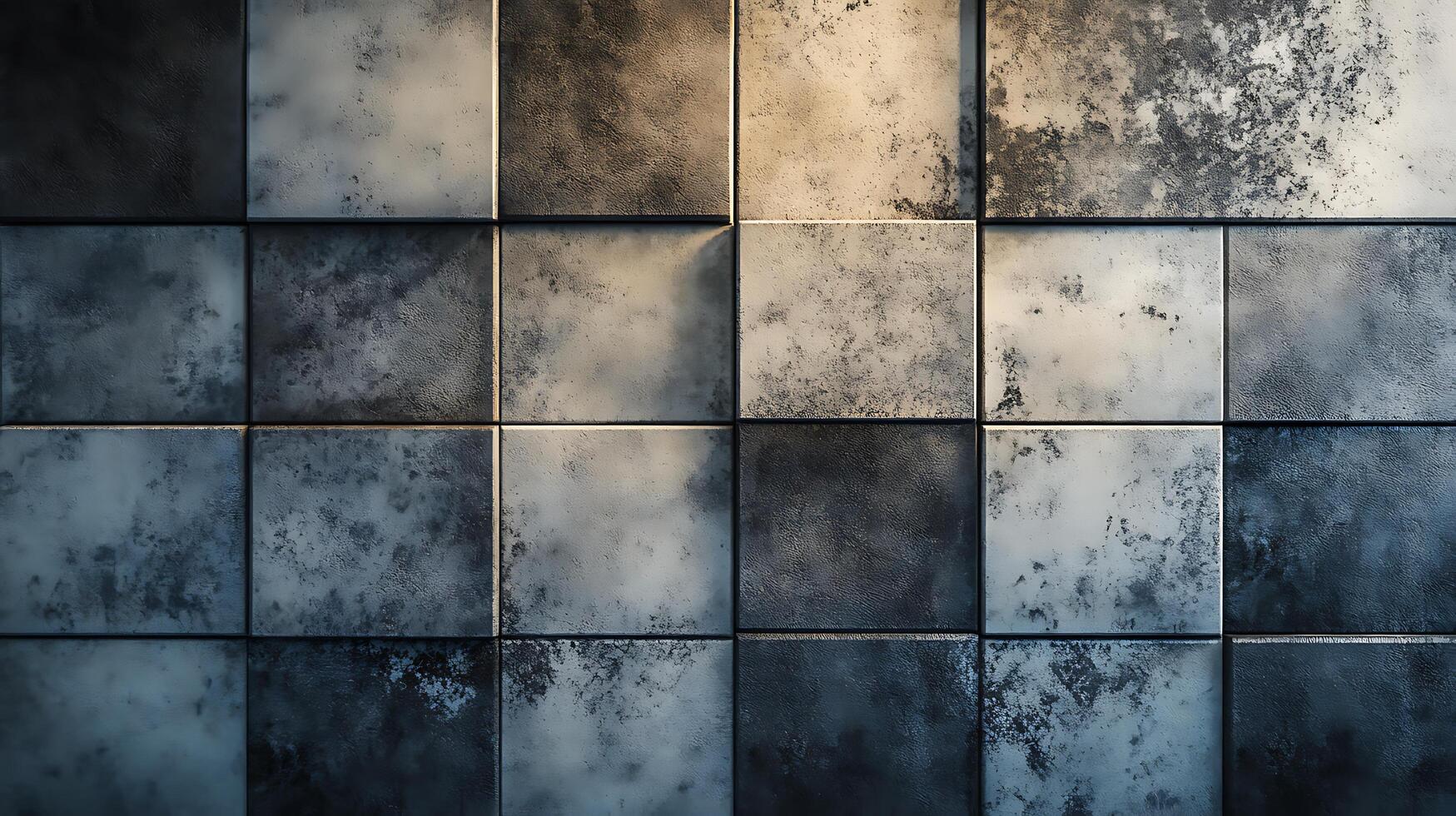 Textured Surface A mosaic of weathered squares with a blend of grayscale tones and subtle surface variations creating a unique visual photo